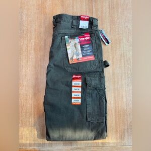 NWT Wrangler Riggs Workwear. 34 x 36 Loden. Flannel Lining.